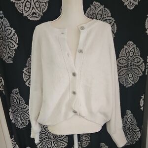 Wild Fable White Button-Up Cardigan
